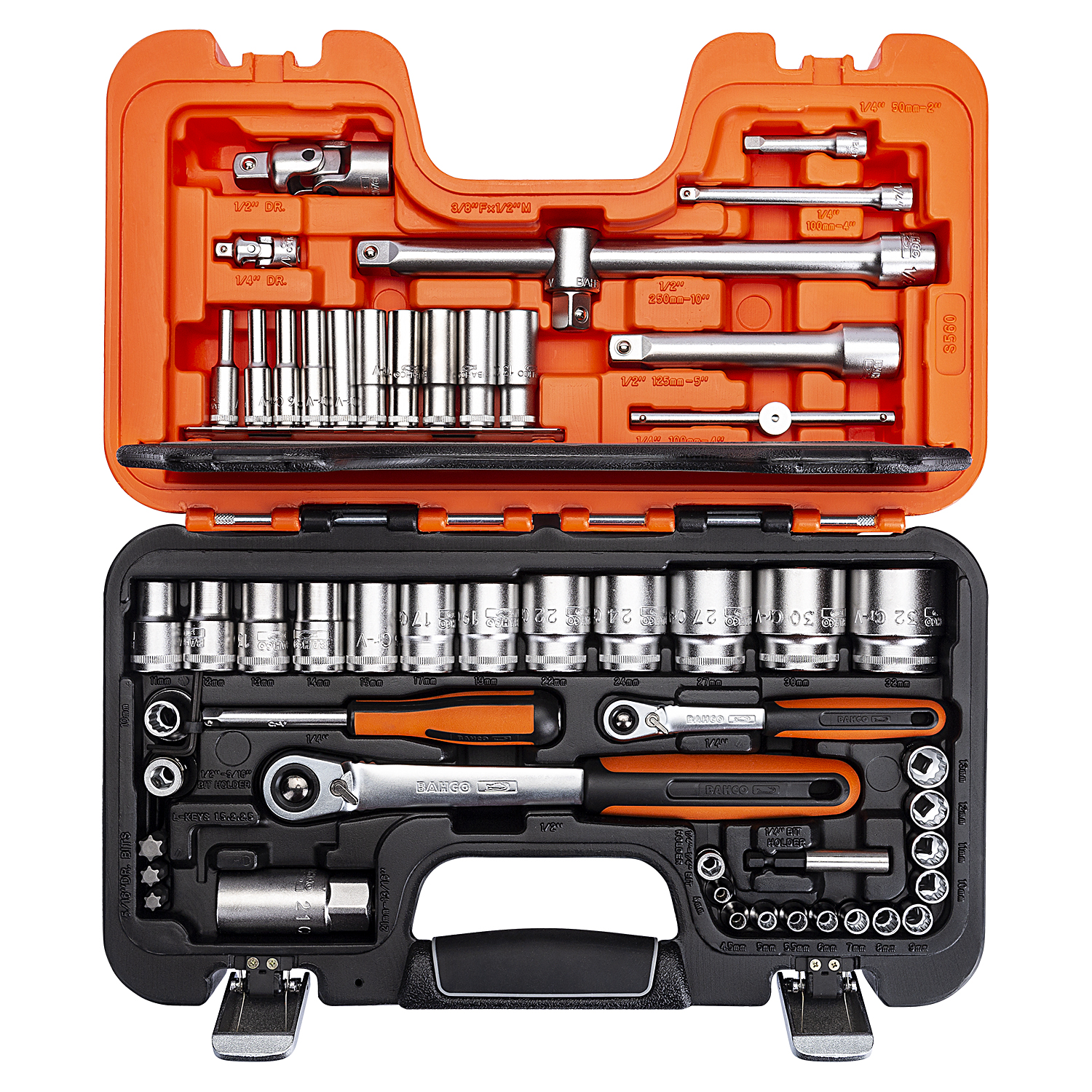 Bahco S560 Καστάνια με Καρυδάκια 1\2" & 1\4" 56τμχ