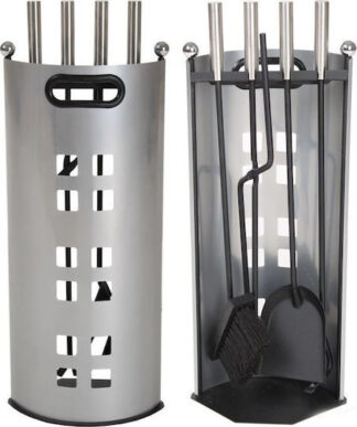 Tech Boss Σετ Εργαλεία Τζακιού 5τεμ Ασημί