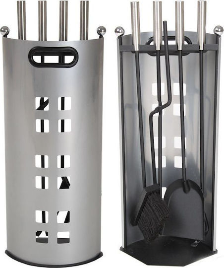 Tech Boss Σετ Εργαλεία Τζακιού 5τεμ Ασημί